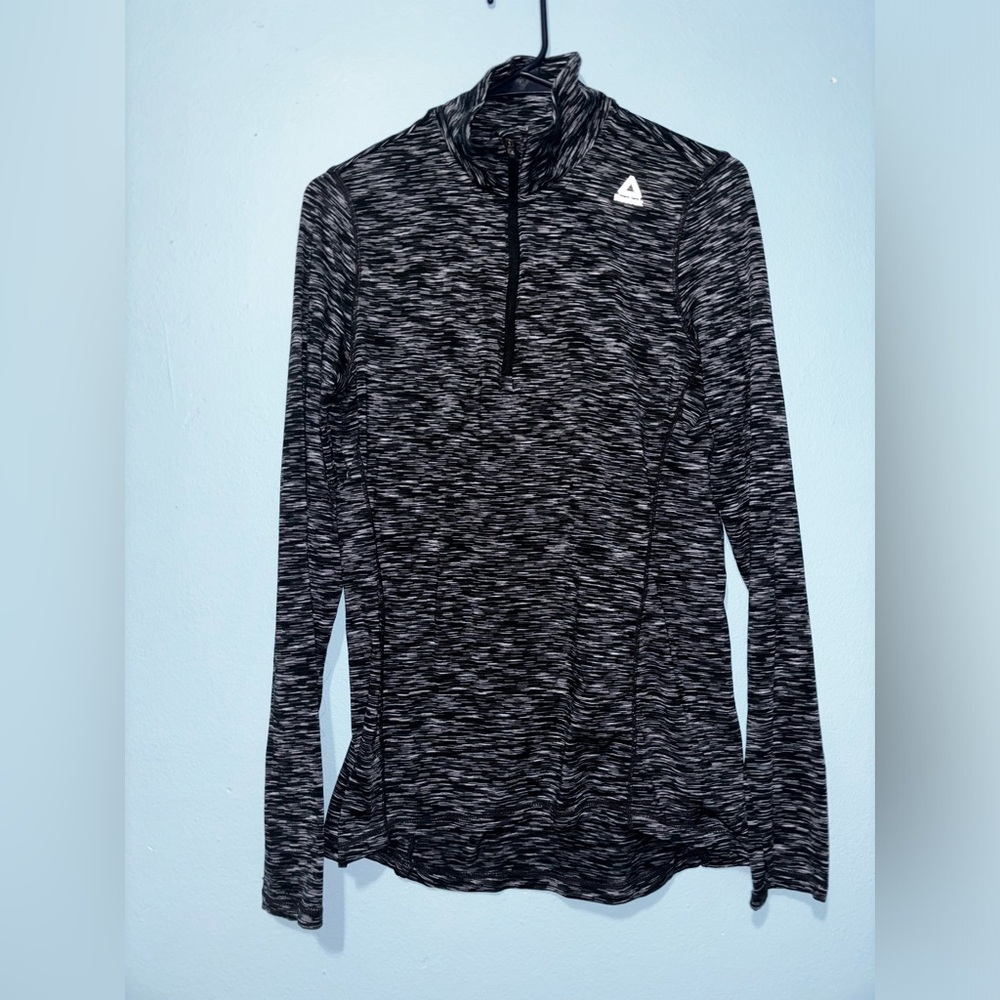 Reebok Sz S Pullover Track Jacket Gray 1/4 Zip Long Sleeve Fitness Top